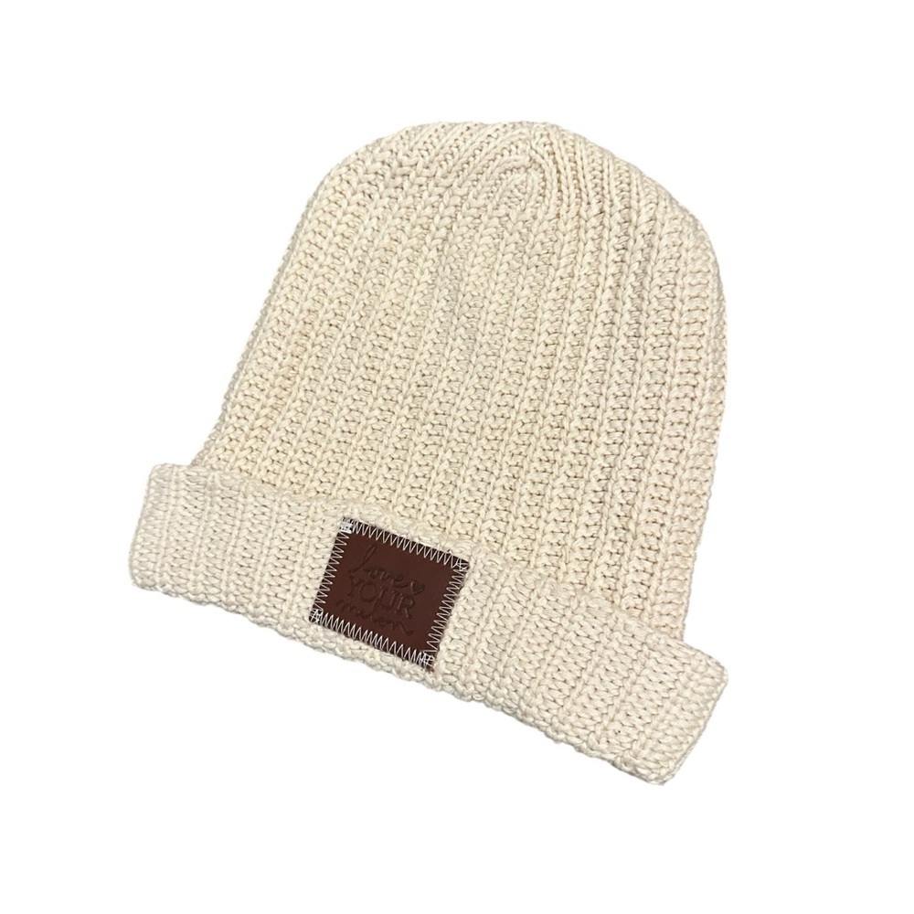 Love Your Melon cream knitted beanie 100% cotton